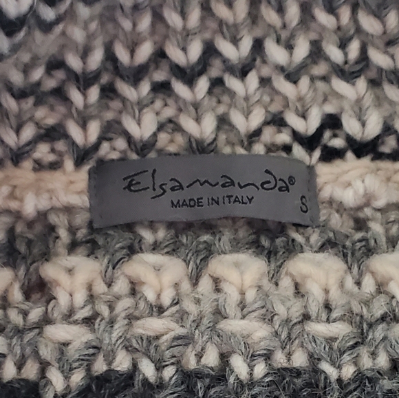 Elsamanda Wool Blend Made In Italy Knitting Gray Stripe Long Cardigan. S… - Picture 12 of 16